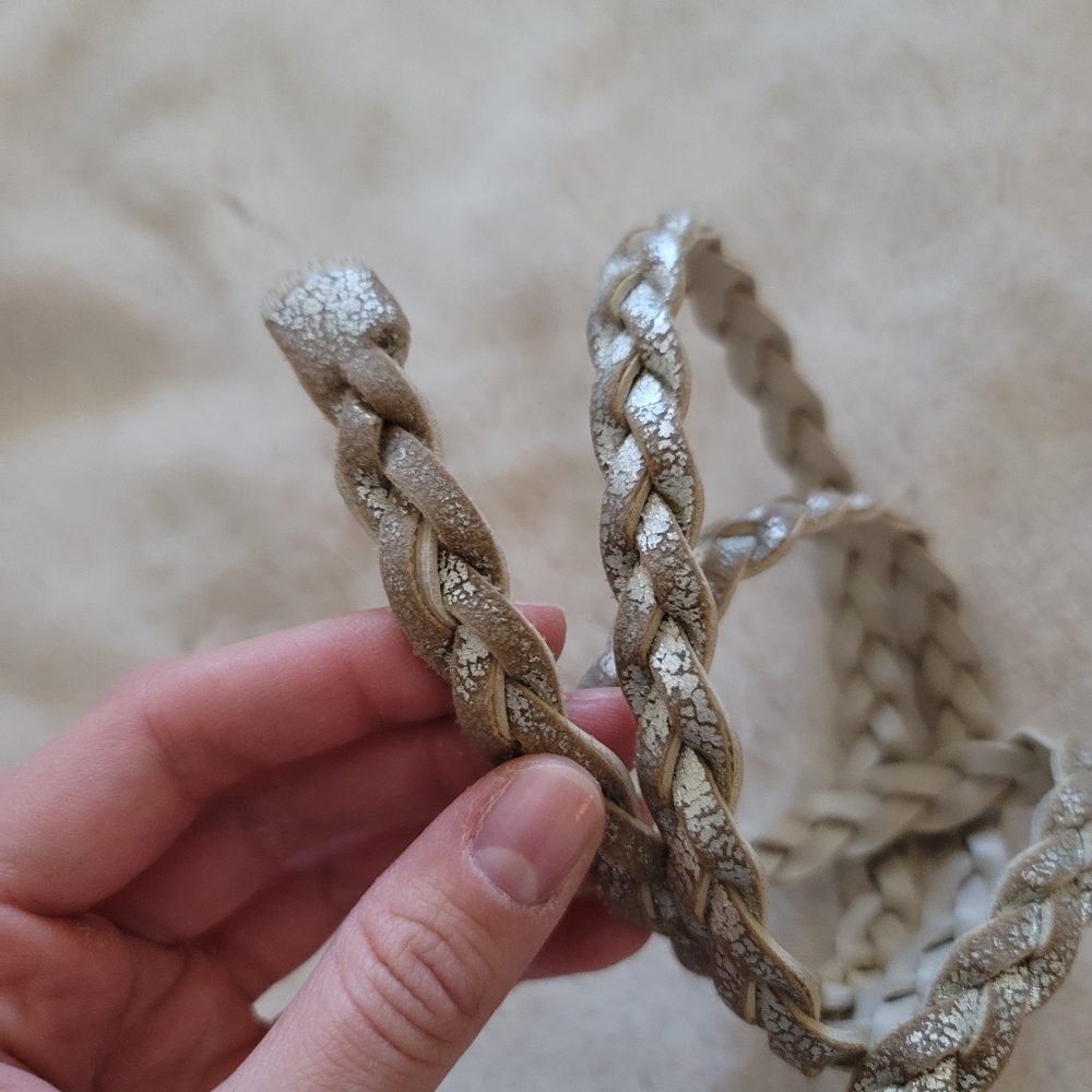 DONATING 3/31 American Eagle tan and silver thin woven belt - Picture 3 of 4